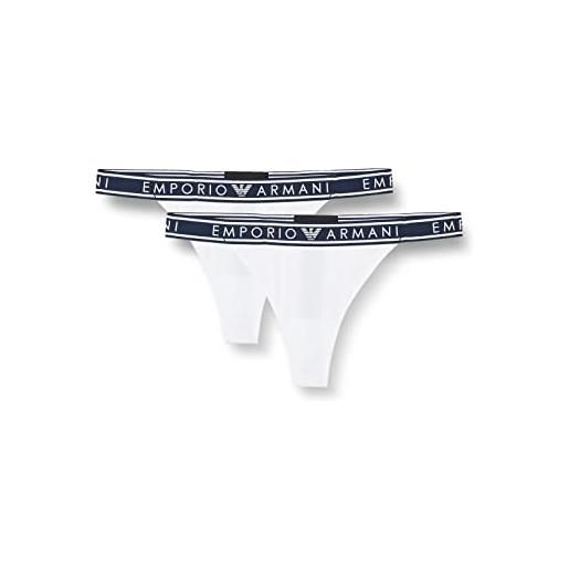 Emporio Armani 2-pack t-thong iconic logoband, mutandine perizoma donna, bianco, l