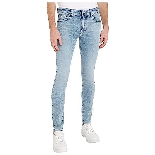 Calvin Klein Jeans jeans uomo super skinny elasticizzati, blu (denim light), 32w / 32l