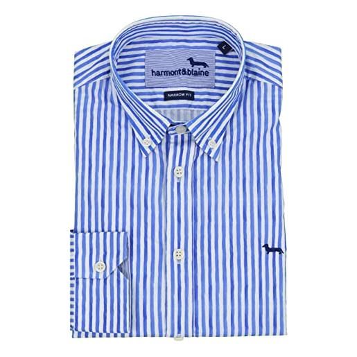 Harmont & Blaine - uomo camicia righe blu narrow cnj026 m 012385 819 - taglia 3xl