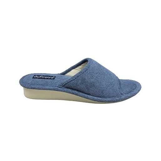 de fonseca donna pantofole cotone punta aperta con zeppa primavera estate per interni con suola antiscivolo modello basic (blu, 38)