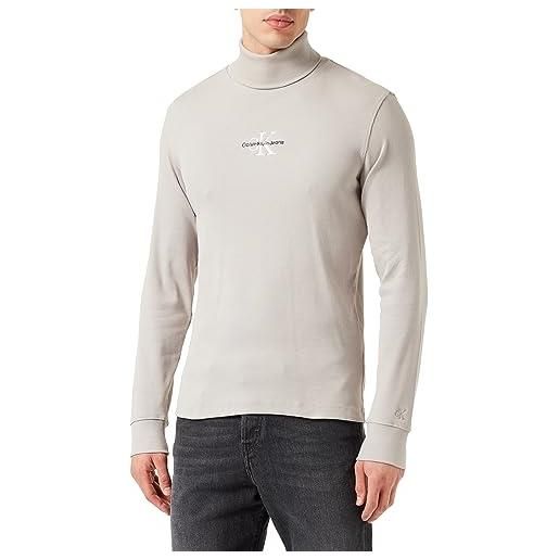 Calvin Klein Jeans maglietta maniche lunghe uomo freefit collo alto, beige (porpoise), xxs