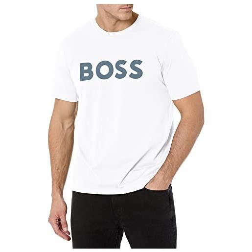 BOSS t-shirt in jersey elasticizzato con logo moderno, ultra bianco, s uomo