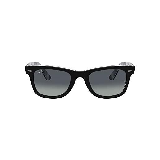 Ray-Ban 0rb2140 occhiali, nero su chevron grigio/borgogna, 50 unisex-adulto