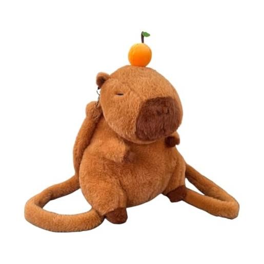 Fiorky zaino in peluche capybara kawaii moda peluche borsa in pelliccia borsa con cerniera chiusura a cerniera morbido e caldo zaino scuola capybara simpatico cartone animato grande capacità