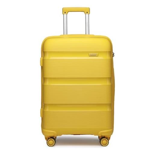 KONO trolley bagaglio a mano rigida valigia da viaggio in polipropilene con 4 ruote e lucchetto tsa 55x40x20cm, giallo