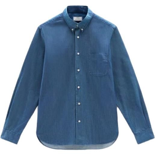 WOOLRICH camicia classic chambray uomo bleached indigo