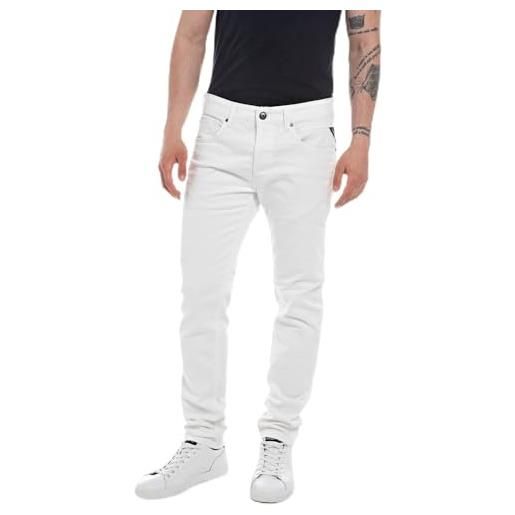 REPLAY jeans uomo willbi regular fit elasticizzati, bianco (white 001), w34 x l30