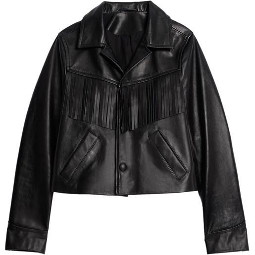 AMI Paris giacca con frange in pelle - nero