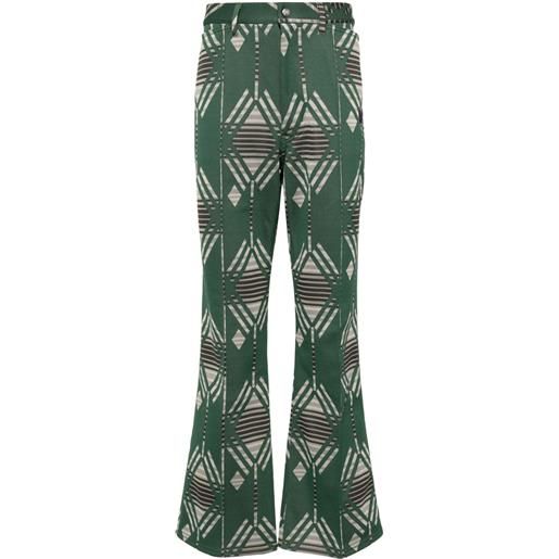 Needles pantaloni svasati con stampa geometrica - verde