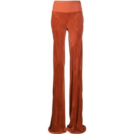 Rick Owens pantaloni con effetto velluto - arancione