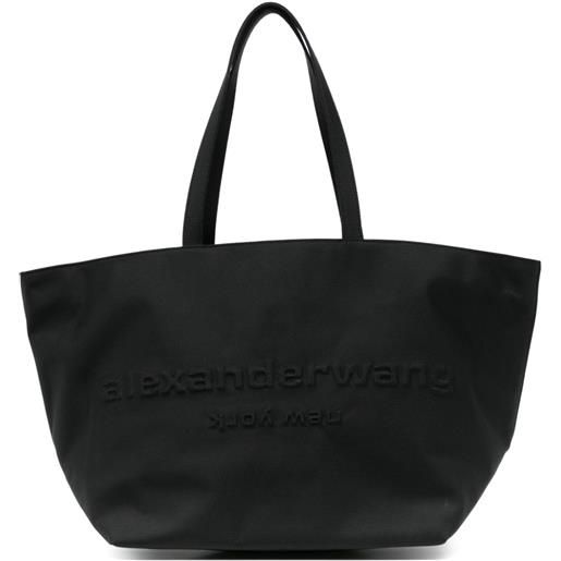 Alexander Wang borsa tote punch con logo goffrato - nero