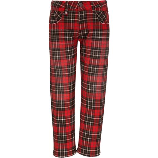 R13 pantaloni affusolati a quadri - rosso