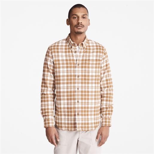 Timberland camicia da uomo a quadri in flanella in marrone marrone