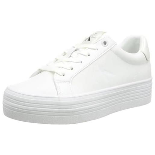 Calvin Klein jeans sneakers vulcanizzate donna bold vulc flat laceup scarpe, bianco (bright white/creamy white), 41 eu