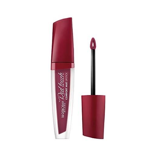 Deborah milano - red touch lipstick rossetto liquido matte, n. 15 glam mauve, colore intenso e no transfer, dona labbra morbide e vellutate, 4.5 gr