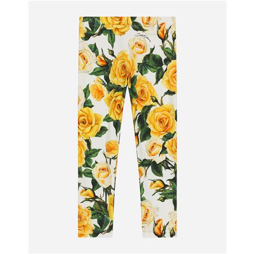 Dolce & Gabbana leggins in interlock stampa rose gialle