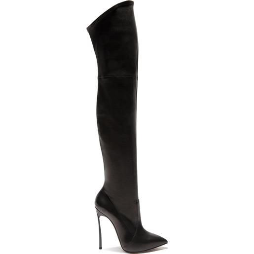 Casadei blade leather over the knee black