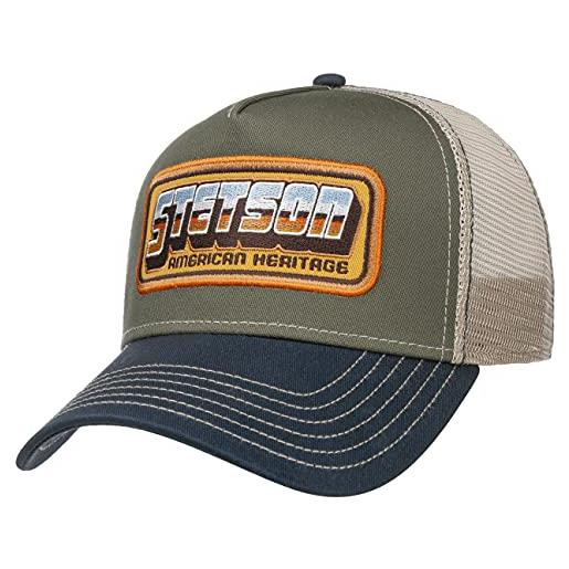 Stetson cappellino american heritage patch uomo - mesh cap berretto baseball snapback snapback, con visiera estate/inverno - taglia unica oliva
