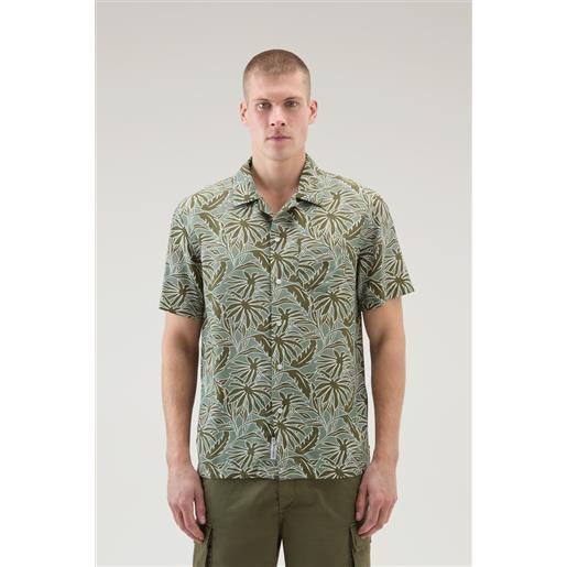 Woolrich uomo camicia con stampa tropical verde taglia xl