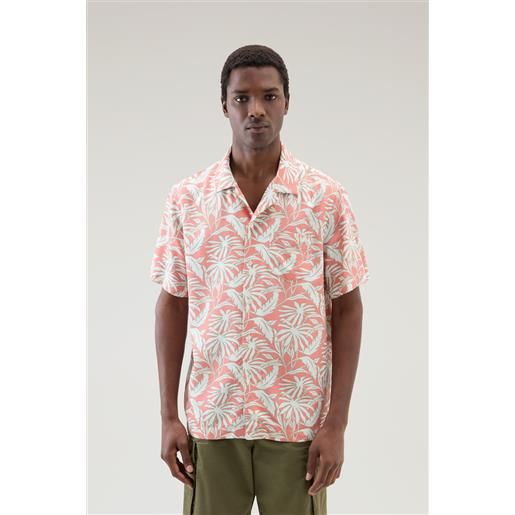 Woolrich uomo camicia con stampa tropical rosa taglia 3xl