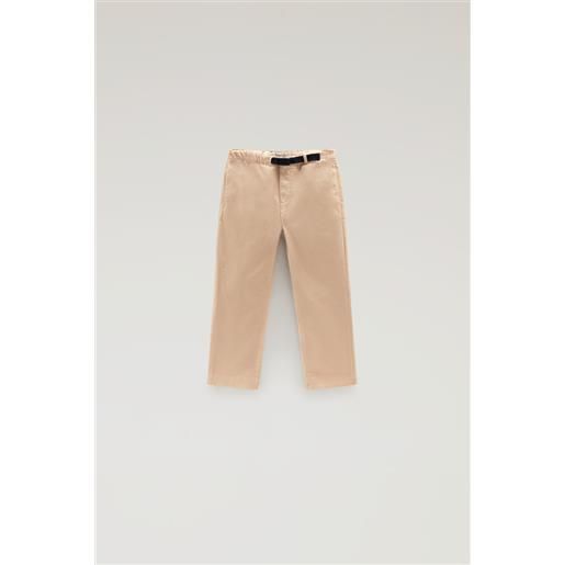 Woolrich pantaloni da bambino tinti in capo in cotone elasticizzato beige taglia 4