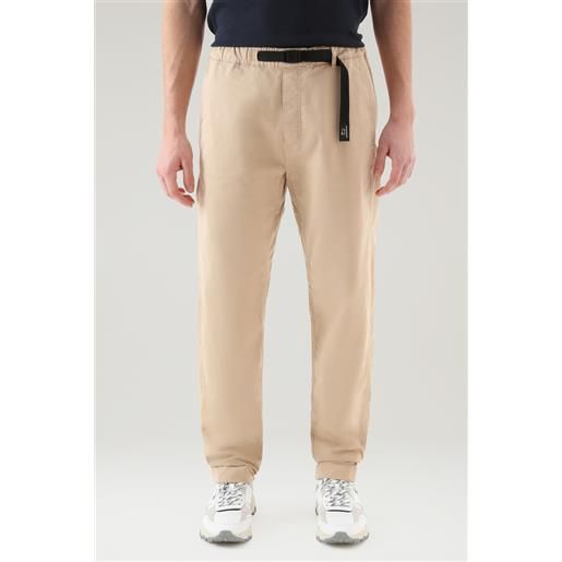 Woolrich uomo pantaloni chino tinti in capo in cotone elasticizzato con cintura in nylon beige taglia m