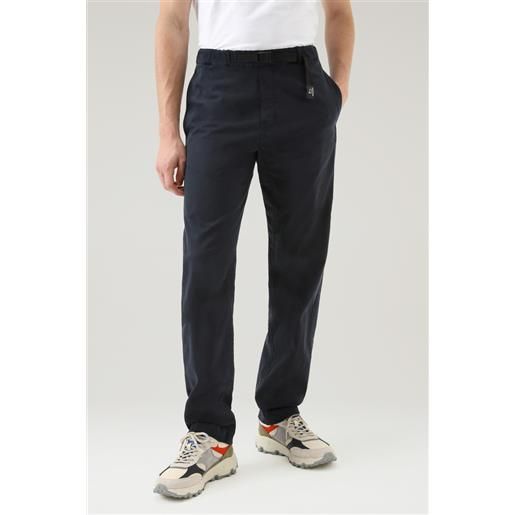 Woolrich uomo pantaloni chino tinti in capo in cotone elasticizzato con cintura in nylon blu taglia m