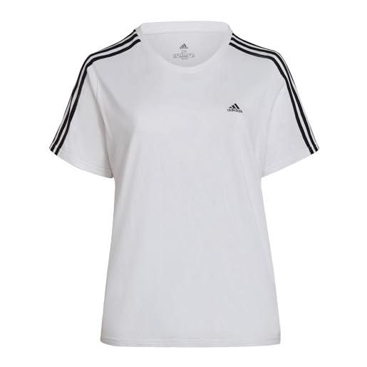 Adidas, loungewear essentials slim 3-stripes, maglietta, bianco nero, 1x, donna