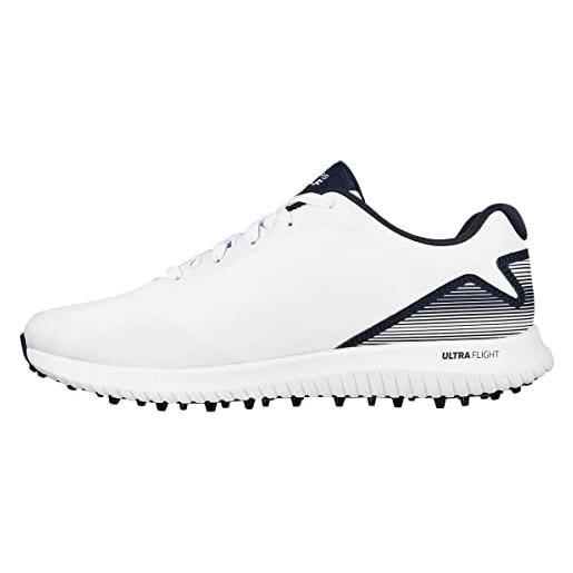 Skechers max 2 arch fit-scarpa da golf impermeabile senza punte, ginnastica uomo, bianco blu marino, 47.5 eu