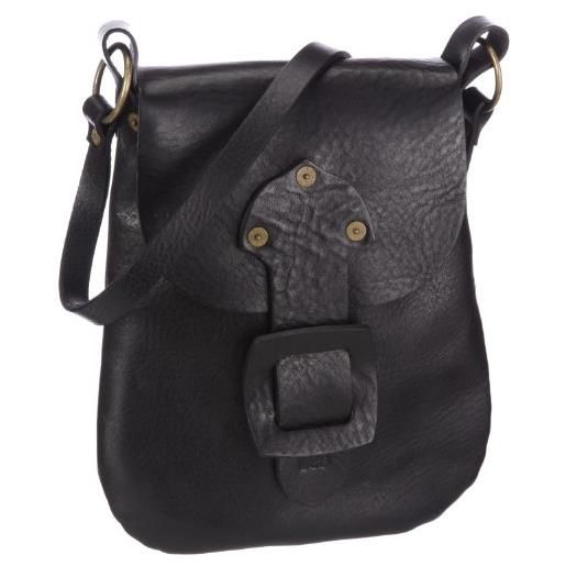 Lee leather shoulder bag lm17, borsa a spalla donna, 21 x 24 x 1 cm (l x a x p), nero (schwarz (black 01)), 21x24x1 cm (l x a x p)