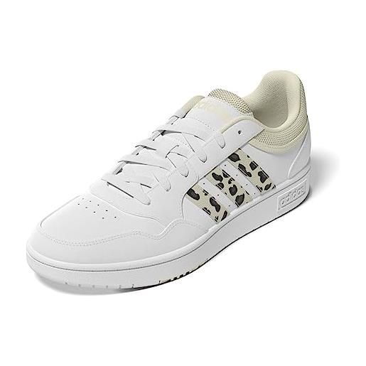 adidas hoops 3.0 shoes, sneaker donna, ftwr white cream white core black, 44 eu