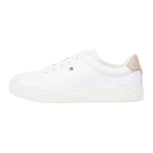 Tommy Hilfiger sneakers con suola preformata donna essential court scarpe, bianco (white/merino), 36 eu