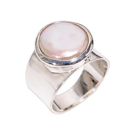 Lavie Jewelz anello da donna in argento sterling 925 con perla barocca, taglia 17, bellissimo anello in argento, metallo pietra metallo, perla