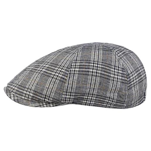 LIPODO coppola classic check uomo - cotton cap cappello piatto con visiera primavera/estate - l (57-58 cm) blu scuro