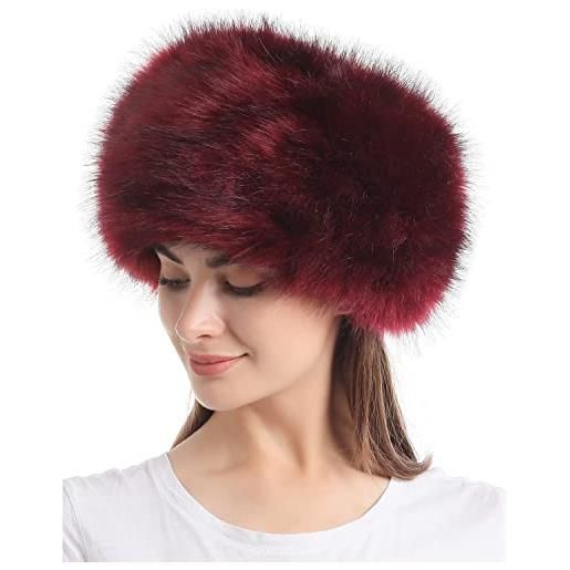 Ifan cappello caldo da donna, berretto in pelliccia sintetica, cappello paraorecchie in stile russo, berretto da sci per l'inverno