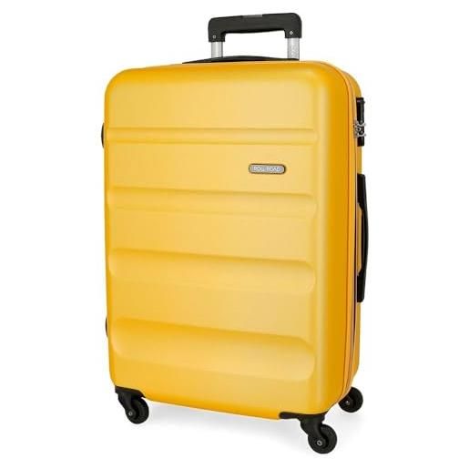 ROLL ROAD flex valigia grande ocra 51x75x28 cm rigida abs chiusura a combinazione laterale 91l 3,96 kg 4 ruote, giallo, taglia unica, valigia grande