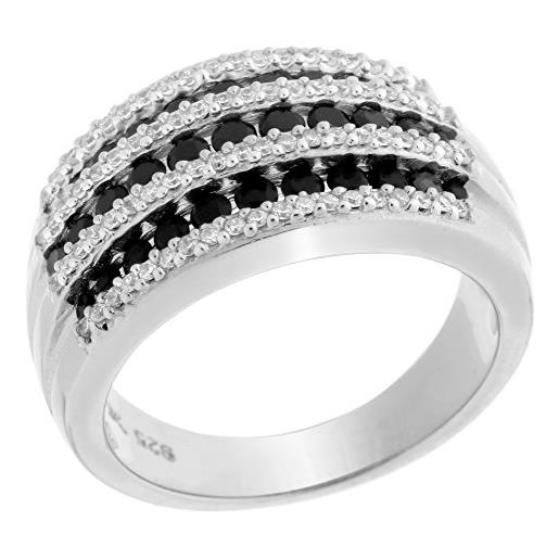 Orphelia dreambase-anello in argento 925 rodiato con zircone nero brillante (17,8) - taglia 56 zr-6084/56