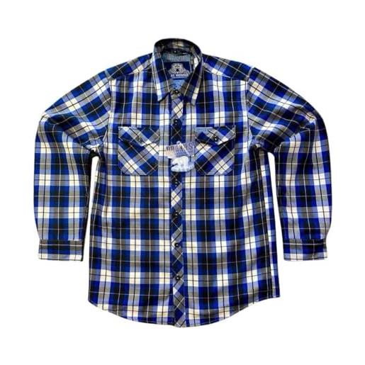 DRAXIES camicia flanella uomo quadri - regular fit casual con bottoni a maniche lunghe 100% cotone - blue monday - xxl