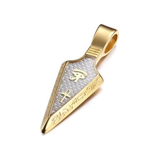 GTHIC collane con ciondolo a punta di freccia in acciaio inossidabile per uomini e donne regali di gioielli con occhio egiziano di ra ankh, ciondolo in oro
