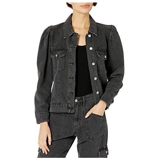KENDALL + KYLIE giacca di jeans con maniche a palloncino, nero con effetto lavaggio acido, xs donna