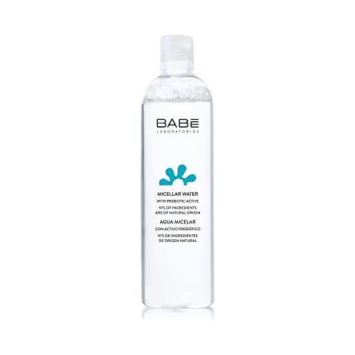 Laboratorios Babé - acqua micellare 400 ml, ingredienti di origine naturale, per tutti i tipi di pelle, pelle sensibile, unisex, uso quotidiano, rimuove lo sporco, idratante, lenitivo, struccante