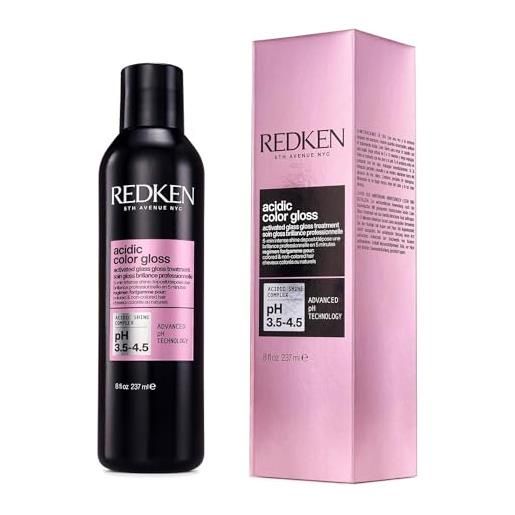 Redken, trattamento gloss per capelli colorati, tinti e spenti, idrata in profondità, dona luminosità, formula con ph acido, acidic color gloss, 237 ml