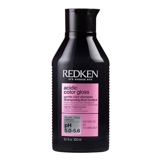 Redken, shampoo per capelli colorati, tinti e spenti, protegge il colore, dona luminosità, formula con ph acido, acidic color gloss, 300 ml