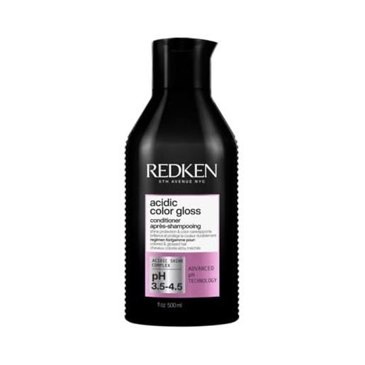 Redken, balsamo per capelli colorati, tinti e spenti, protegge il colore, dona luminosità, formula con ph acido, acidic color gloss, 500 ml