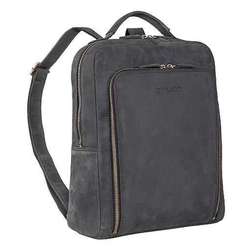 STILORD 'orlando' borsa zaino uomo lavoro in pelle vintage borsa a tracolla porta documenti per tablet zainetto università ufficio viaggio cuoio genuino, colore: carbon - grigio