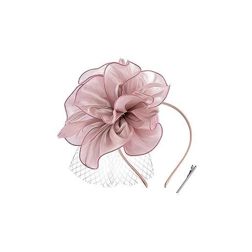 Coucoland fascinators per capelli da donna fascinator chapeau nuptiale plumes cheveux clip accessoires cocktail(rosa nudo)