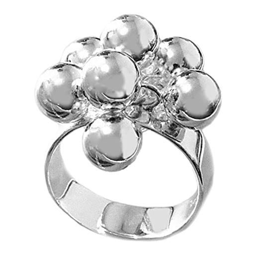 Helen de Lete s925 - anello con sfera regolabile in argento sterling con perline e argento, 18, colore: argento, cod. Ih6015e