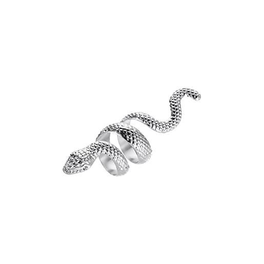 ZBOMR anello serpente per uomo donna, anello a forma di serpente vintage in argento gotico punk anelli da dito retrò regolabile aperto anello serpente avvolgente gioielli dito animale (argento)