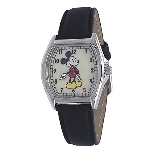 Disney mk5471 orologio analogico da uomo vintage con cinturino nero argentato a 3 mani, nero