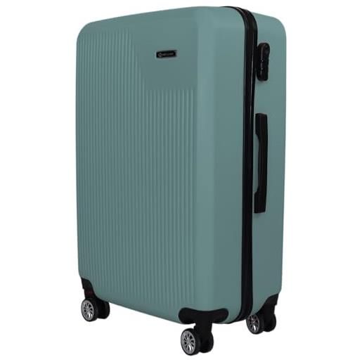 grey classy - trolley valigia da viaggio l in abs rigido, leggero, antigraffio con ruote piroettanti a 360° (75x48x30cm) (verde acqua)